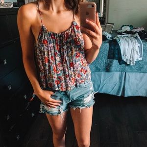 Tie-Front Floral Tank